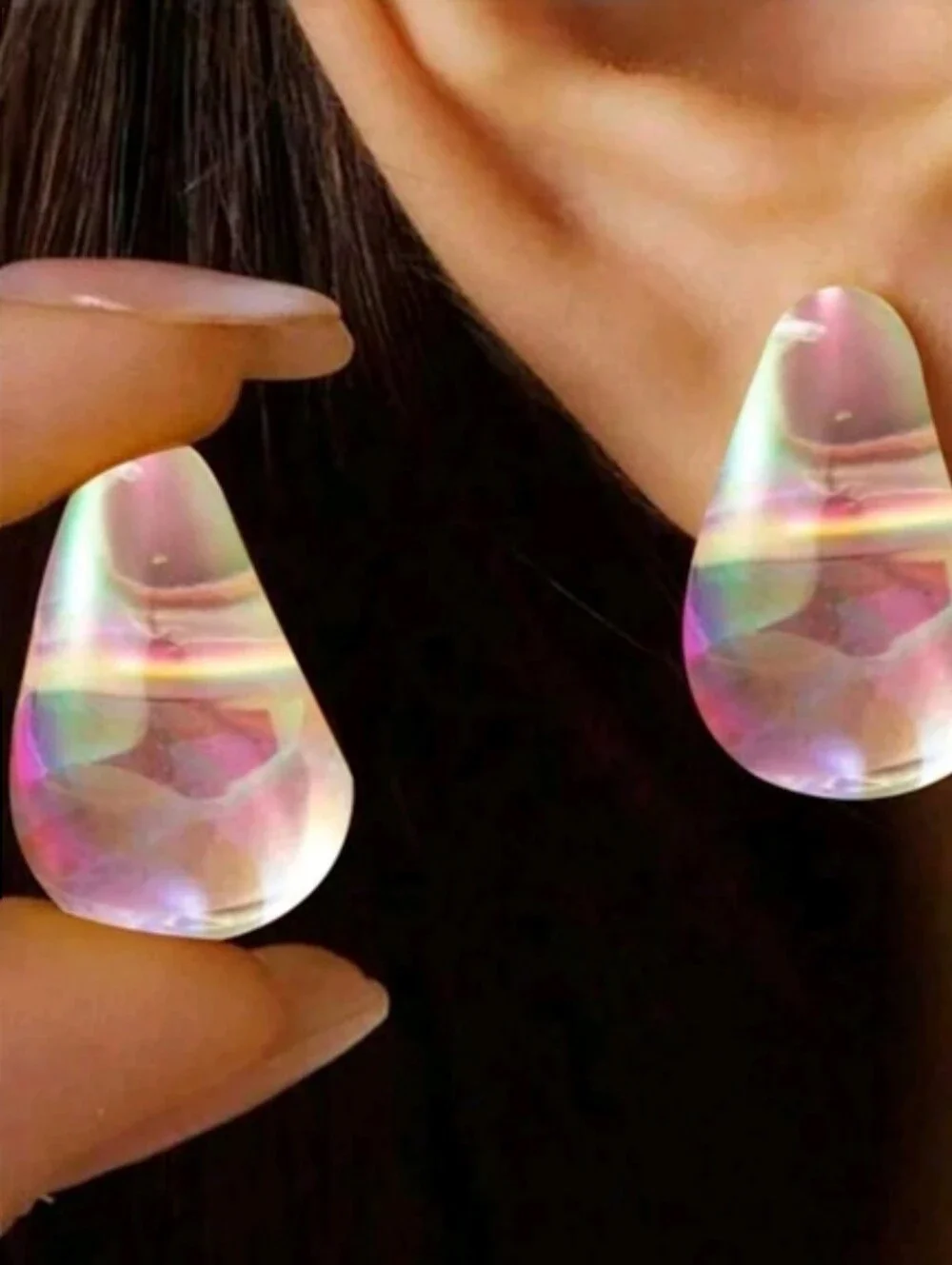 Petite petra earrings; aurora borealis; nwot